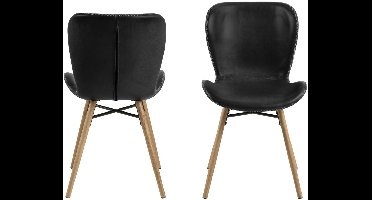 Giga Living Eetkamerstoel Zaria - Zwart - PU-Leer & Eikenhout - Set van 2