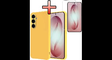 Hoesje - Met Screenprotector - Geschikt voor Samsung Galaxy S26 - Sterk & Shockproof - Back Cover - Siliconen Case - Telefoon Hoes - Geel
