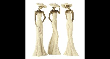 Boltze - Beeld - Sculptuur - Vrouwen - 3 stuks - Creme - Goud - 50 cm - Elegant - Polyresin - Handcrafted