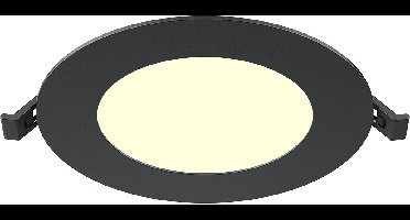 LED Downlight Inbouwspot Dimbaar - Kingtron Thin - 6W 470lm 120° Bundelhoek - Warm Wit 3000K - IP40 - Rond - Zwart - Ø128mm Buitenmaat - Ø110mm Zaagmaat