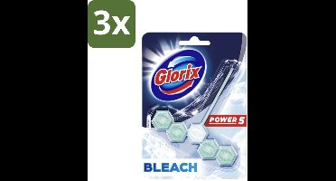 Glorix - Power 5 - Toiletblok - Bleach - Anti-Kalkwerking - Langdurige Frisheid - 1 Blok - Bulkverpakking - 3 stuks