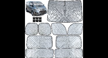 Premium 9-delig Zonnescherm Set Voor Ford Transit Custom 2018-2023 | Voorruit, Achterruit & Zijruiten | Hittebescherming & Privacy
