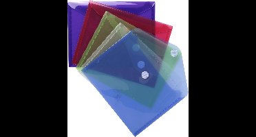 Exacompta 10x Pak van 5 Envelop tassen - PP met klittenband sluiting 24x18cm A5 - Geassorteerd - 56720E