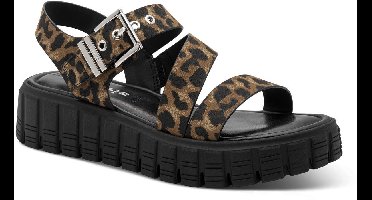 Tamaris dames sandalen zwart/leopard