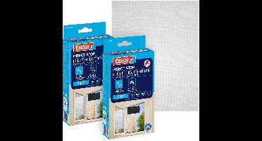 tesa INSECT STOP H&L Fly Screen for Window - hor met klittenband, op maat snijden, zonder boren, antraciet - 2x 150 x 180 cm