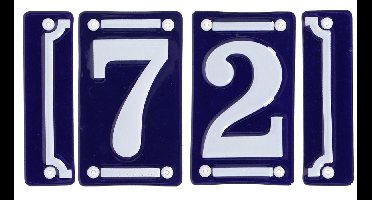 Best for Boots huisnummer 72 met sierrand - Oudhollands - emaille - blauw/wit