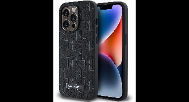 Karl Lagerfeld iPhone 14 Pro Backcover hoesje Magsafe pu - hot stamp - Zwart