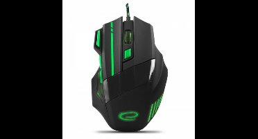 Esperanza Wolf Serie - Gaming Muis - 7 Knoppen - Optisch - Zwart-Groen