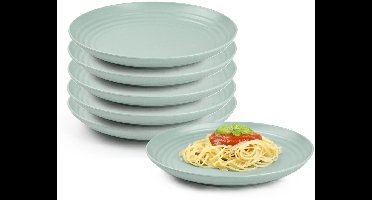 Plasticforte Rond bord/camping bord - 6x - D20 cm - groen - kunststof - onbreekbaar - servies