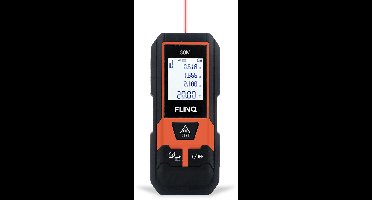 FlinQ Digitale Laser Afstandsmeter 30 m - Incl 2 batterijen - Aanpasbare meetreferentie - Lasermeter - Met geheugenfunctie - Zwart/Oranje