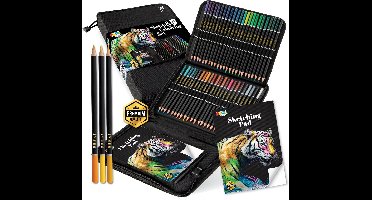 Professionele Tekenset voor Volwassenen 75pcs - Kleurpotloden voor volwassenen - Tekenen en Kleuren - Zwarte Fineliner - Grafietpotloden - Tekenen en Schetsen voor Kinderen en Volwassenen - Joya Creative