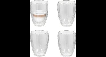 Gerimport Theeglazen Leya - 4x - dubbelwandig - glas - 350 ml - D9 x H12 cm