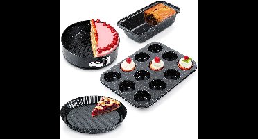 Bakvormen Broodvorm Muffin Taart Taartvorm 4 stuks - Bakvormenset - Set - Springvorm - Vorm voor Bakken - Taartvorm - Bakplaat