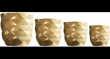 PTMD Bloempot Lotte - 53x53x52 cm - Keramiek - Parel - Set van 4