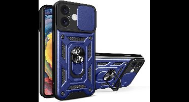 Hurtel Hybrid Armor Camshield Hoesje Voor Iphone 16 Plus Met Standaard