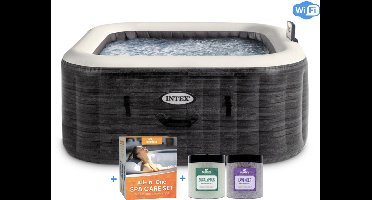 Intex PREMIUM PureSpa Greystone Deluxe + Aquatural Care Set + WiFi + 4 persoons