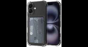 Just in Case hoesje met Pasjeshouder geschikt voor iPhone 16 Hoesje met Pashouder - Flexibel Materiaal - Transparant