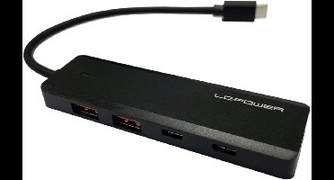 LC-Power LC-HUB-U3-4-C interface hub USB 3.2 Gen 2 (3.1 Gen 2) Type-A 10000 Mbit/s Zwart