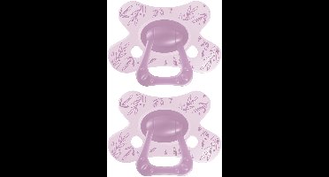 Difrax Natural Fopspeen - 12 tot 18 Maanden - Blaadjes - Paars - 2 Stuks