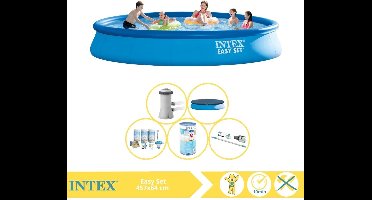 Intex Easy Set Zwembad - Opblaaszwembad - 457x84 cm - Inclusief Afdekzeil, Onderhoudspakket, Filter en Stofzuiger
