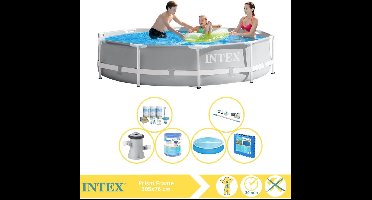 Intex Prism Frame Zwembad - Opzetzwembad - 305x76 cm - Inclusief Solarzeil, Onderhoudspakket, Filter, Stofzuiger en Zwembadtegels