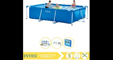 Intex Rectangular Frame Zwembad - Opzetzwembad - 300x200x75 cm - Inclusief Onderhoudspakket, Stofzuiger en Zwembadtegels
