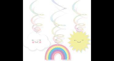 RIETHMULLER - 6 Spiraalhangdecoraties Kleine Wolk Pastelkleuren