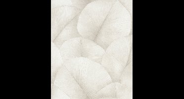 Kumano - Bladeren - Behang - Wallpaper - Vliesbehang - Beige - 0,53 x 10,05 M.