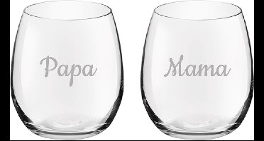 Gegraveerde Drinkglas 39cl Mama & Papa