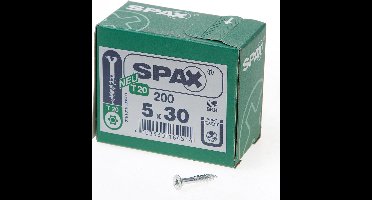 Spax - Spaanplaatschroeven - Torx 20 Platkop - 5 x 30mm - Deeldraad - WIROX (200 stuks)