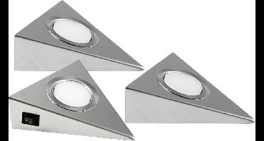 Heitronic 23009 GENUA LED-onderbouwlamp Set van 3 stuks 6 W Warmwit RVS