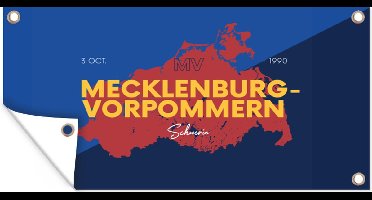 Tuinposter Kaart - Mecklenburg-Voor-Pommeren - Duitsland - 60x30 cm - Tuindoek