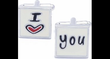 Manchetknopen - I Love You Hartje Rood en Wit