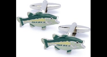 Manchetknopen - Vis Snoekbaars Groen en Zilver