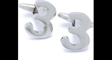 Manchetknopen - Cijfer Nummer 3 Drie