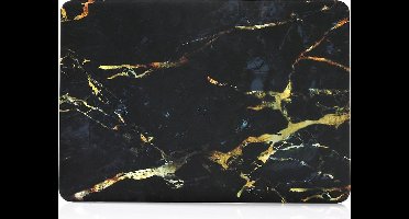 Shop4 - Geschikt voor MacBook Pro 16-inch (2019) Hoes - Hardshell Cover Marmer Zwart Goud