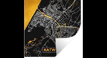 Muurstickers - Sticker Folie - Stadskaart - Katwijk - Goud - Zwart - 30x30 cm - Plakfolie - Muurstickers Kinderkamer - Zelfklevend Behang - Plattegrond - Zelfklevend behangpapier - Stickerfolie
