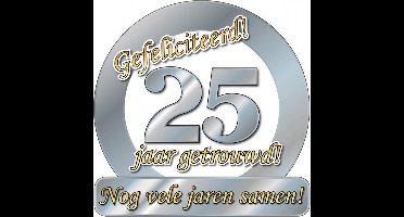 huldeschild 25 jaar getrouwd 50 cm karton zilver