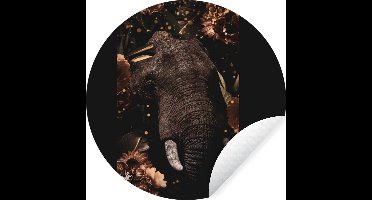 WallCircle - Muurstickers - Behangcirkel - Olifant - Dieren - Bloemen - Licht - ⌀ 30 cm - Muurcirkel - Zelfklevend - Ronde Behangsticker