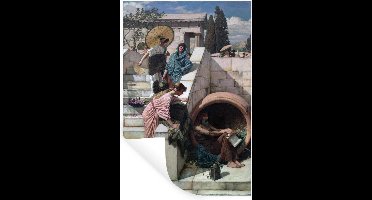 Muurstickers - Sticker Folie - Diogenes - schilderij van John William Waterhouse - 20x30 cm - Plakfolie - Muurstickers Kinderkamer - Zelfklevend Behang - Zelfklevend behangpapier - Stickerfolie
