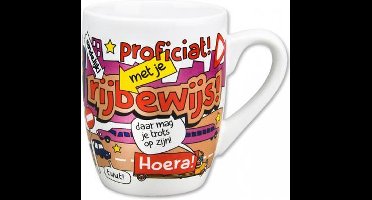 mok cartoon-stijl rijbewijs keramiek 325ml rood/wit