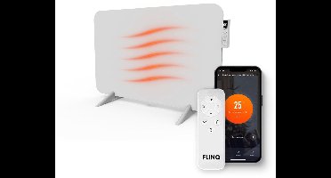 FlinQ 600W Slimme Infrarood Verwarming - Elektrische Verwarmingspaneel - Moderne Kachel - Geschikt voor Badkamer - Staand & Verplaatsbaar - Met Thermostaat - Wit Paneel