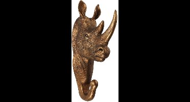 Baroque - Ophanghaak - Wandhaak Neushoorn 18,5 cm - Goud - Resin - 10.5x18.5x5.5 - Polyresin