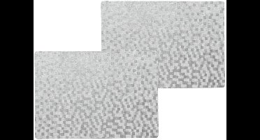 Wicotex luxe tafel placemats Stones - 4x stuks - PVC - zilver - 30 x 43 cm - met anti slip - en PU coating - Onderleggers