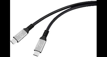 Renkforce RF-6805036 USB-C-kabel USB 4.0 USB-C stekker, USB-C stekker 1 m Zwart Aluminium-stekker, Silicone, Zeer flexi