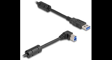 USB-A - USB-B haaks (rechts) kabel | USB3.0 5 Gbps | 10W | zwart | 5 meter