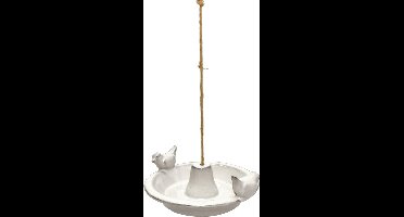 Best for Birds Vogelbad/voederschaal - wit - keramiek - 30 x 27 x 10 cm - drink/eet schaal voor tuinvogels