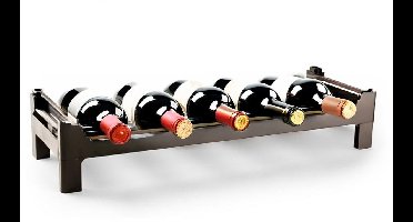 Plasticforte Wijnrek of wijnflessen rek - stapelbaar - bruin - kunststof - 63 x 23 x 13 cm - voor 6x flessen