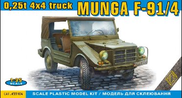 ACE Modelbouwpakket Militaire voertuigen - 35104 Munga F91/4 - 0,25t 4x4 Lichte Militaire Terreinwagen Plastic - 1:35 - Modelbouw