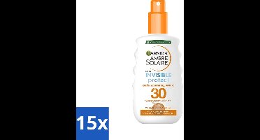 15 x Garnier - Ambre Solaire - Invisible Protect Refresh - Transparante Bronze Zonnebrandspray - SPF 30 - 200 ml - Zonbescherming - Zonnebrandspray - SPF 30 - Onzichtbare Zonbescherming - Natuurlijke Glow